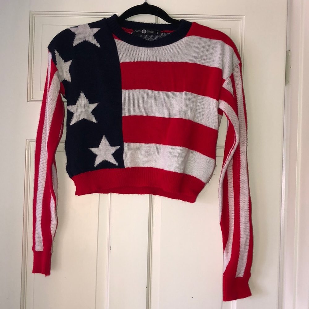 NASTY GAL | American Flag Cropped Sweater